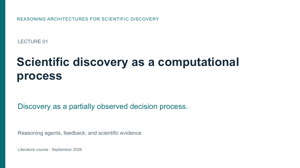 Opening slide from Reasoning & AI Agents for Scientific Discovery